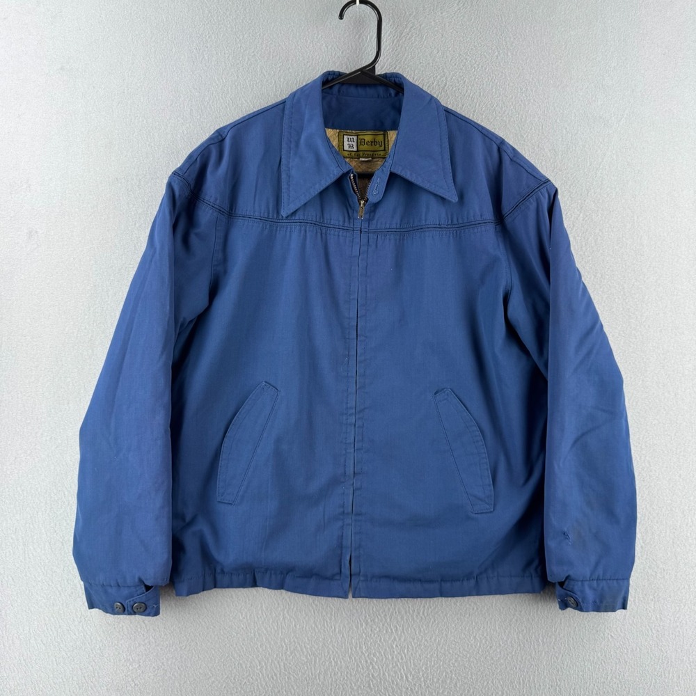 Vintage 60s Derby San Francisco Jacket Mens 40 Blue Talon Zip‎ Paisley Lined USA